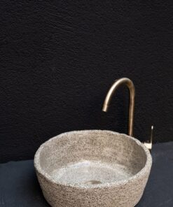 Wabi Sabi Ceramic Washbasin - Handmade Textured Farmhouse Sink - Natural Stone Look Bathroom Vessel Sink