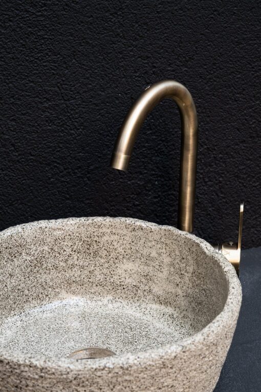 Wabi Sabi Ceramic Washbasin - Handmade Textured Farmhouse Sink - Natural Stone Look Bathroom Vessel Sink - Image 3