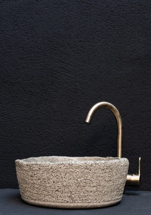 Wabi Sabi Ceramic Washbasin - Handmade Textured Farmhouse Sink - Natural Stone Look Bathroom Vessel Sink - Image 2