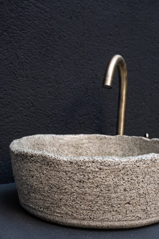 Wabi Sabi Ceramic Washbasin - Handmade Textured Farmhouse Sink - Natural Stone Look Bathroom Vessel Sink - Image 4