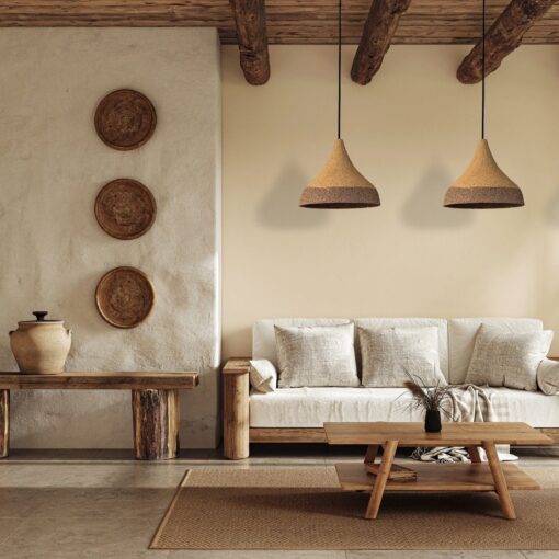 Wabi Sabi Dome Pendant Light - Large Handmade Chandelier for Kitchen Island Living Room - Natural Color - Image 3