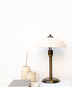 Wabi Sabi Table Lamp Japanese Ceramic Rustic Antique Linen Shade Beige Brass