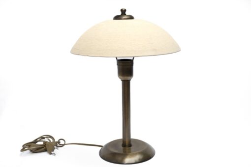 Wabi Sabi Table Lamp Japanese Ceramic Rustic Antique Linen Shade Beige Brass - Image 2