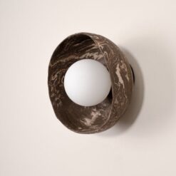 Wabi Sabi Wall Sconce - Black & Brown Ceramic - Modern Textured Lighting - Handmade Home Decor Item