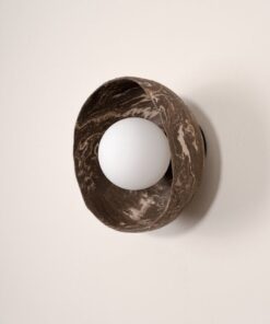 Wabi Sabi Wall Sconce - Black & Brown Ceramic - Modern Textured Lighting - Handmade Home Decor Item