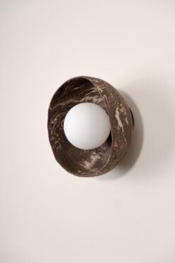 Wabi Sabi Wall Sconce - Black & Brown Ceramic - Modern Textured Lighting - Handmade Home Decor Item