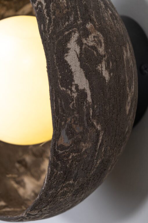 Wabi Sabi Wall Sconce - Black & Brown Ceramic - Modern Textured Lighting - Handmade Home Decor Item - Image 3