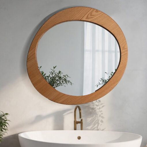 Wavy Asymmetrical Mirror - Wood Frame Irregular Aesthetic Wall Decor - Entryway & Christmas Item - Image 2