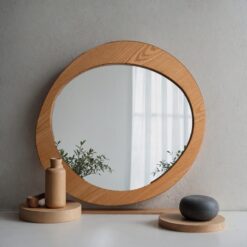 Wavy Asymmetrical Mirror - Wood Frame Irregular Aesthetic Wall Decor - Entryway & Christmas Item