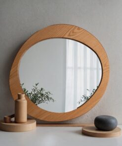 Wavy Asymmetrical Mirror - Wood Frame Irregular Aesthetic Wall Decor - Entryway & Christmas Item