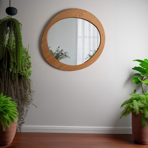 Wavy Asymmetrical Mirror - Wood Frame Irregular Aesthetic Wall Decor - Entryway & Christmas Item - Image 3