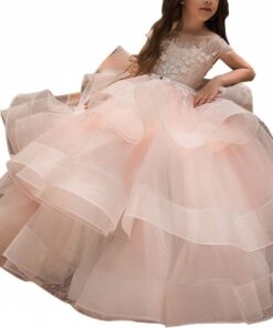 WDE Girls Pageant Dress Long Wedding Communion Prom Ball Gown Flower Girl Dresses