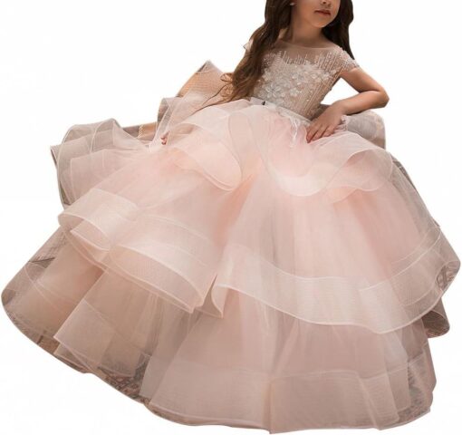 WDE Girls Pageant Dress Long Wedding Communion Prom Ball Gown Flower Girl Dresses