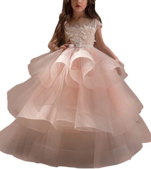 WDE Girls Pageant Dress Long Wedding Communion Prom Ball Gown Flower Girl Dresses - Image 2