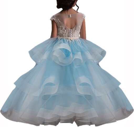 WDE Girls Pageant Dress Long Wedding Communion Prom Ball Gown Flower Girl Dresses - Image 3