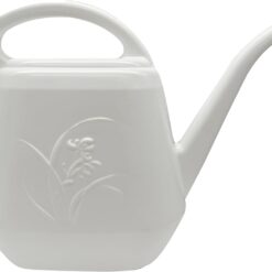 White Watering Can 1/2 Gallon - Small Metal Watering Pot for Indoor Outdoor Plants - Decorative Garden Watering Can