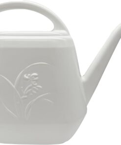 White Watering Can 1/2 Gallon - Small Metal Watering Pot for Indoor Outdoor Plants - Decorative Garden Watering Can