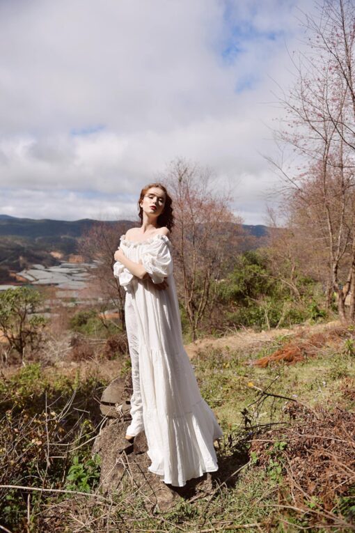 Women's Cotton Nightgown Long Sleeve Maxi Dress - Soft Loungewear Sleepwear Item - Image 2