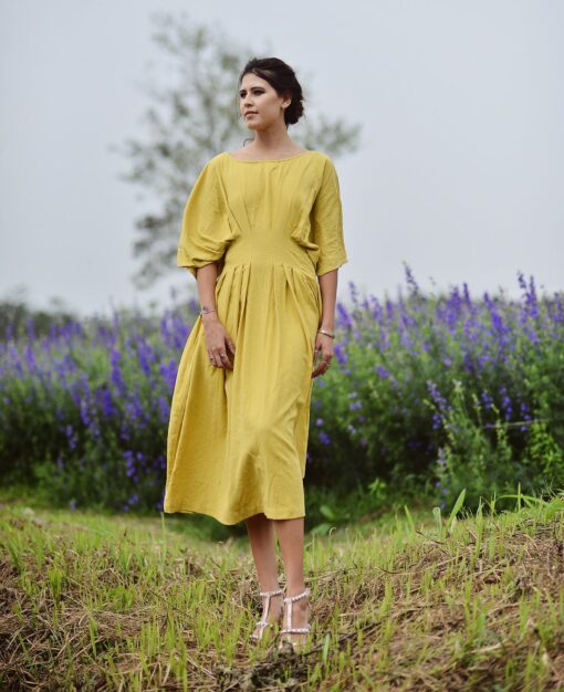 Women's Pleated Cotton Midi Dress - Summer Casual Sundress - Image 2