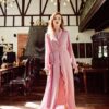 Women's Silk Robe with Ruffle Sleeves - Elegant Long Lightweight Dressing Gown