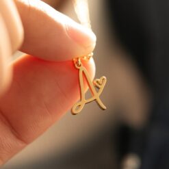 18K Gold Initial Heart Necklace - Personalized Letter Necklace - Custom Bridesmaid Item for Her