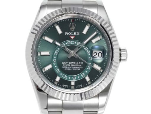 Sky-Dweller Stainless Steel on Oyster with Green Dial and Fluted Bezel - Image 2