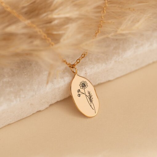 Birth Flower Necklace - Sterling Silver Personalized Floral Pendant - Birthday Item for Her - Mother's Day Jewelry - Image 3