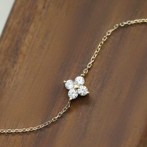 Dainty Diamond Flower Bracelet - Gold/Silver Minimalist Charm Bracelet - Bridesmaid Item - Image 4