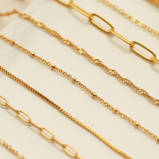 Dainty Gold Bracelet for Women - Simple Thin Chain Figaro Curb Beaded - Jewelry Item for Mom - Image 4