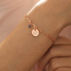 Personalized Birth Flower Bracelet - Engraved Name & Birthstone, Wildflower Jewelry Item for Her, Bridesmaid Items