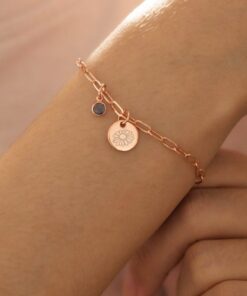 Personalized Birth Flower Bracelet - Engraved Name & Birthstone, Wildflower Jewelry Item for Her, Bridesmaid Items