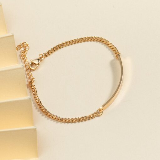Personalized Cuban Link Bar Bracelet - Engraved Name Date Coordinates - Gold Nameplate Bracelet - Item for Him - Image 5