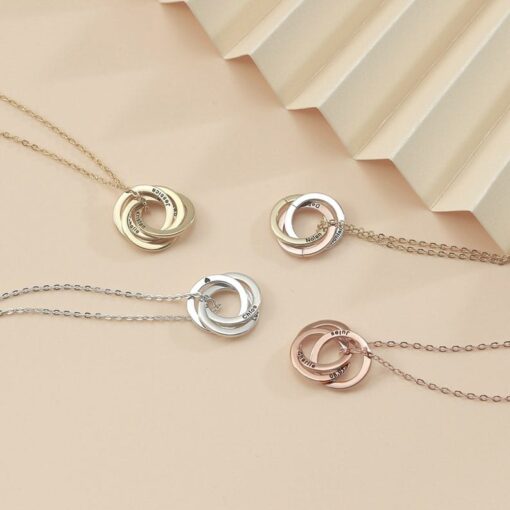Personalized Family Name Necklace - Engraved Children's Names - Custom Circle Pendant - Mother's Day Item