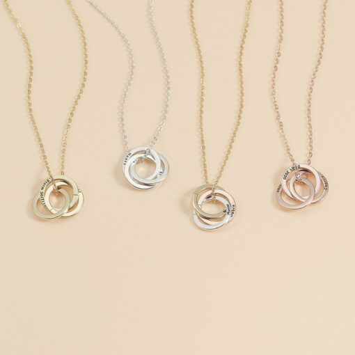 Personalized Family Name Necklace - Engraved Children's Names - Custom Circle Pendant - Mother's Day Item - Image 3