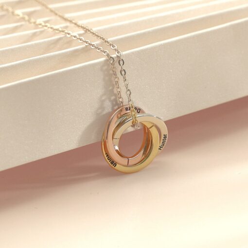 Personalized Family Name Necklace - Engraved Children's Names - Custom Circle Pendant - Mother's Day Item - Image 5