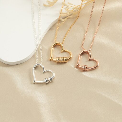Personalized Family Name Necklace - Engraved Heart, Kids Names - Mom, Grandma Item - Image 4