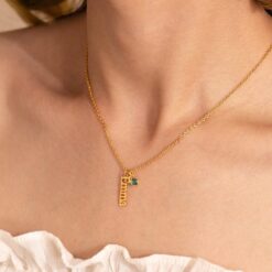 Personalized Family Name Necklace with Birthstones - Custom Vertical Children's Names - Christmas Item for Mom/Grandma