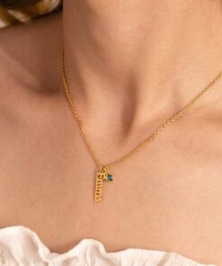 Personalized Family Name Necklace with Birthstones - Custom Vertical Children's Names - Christmas Item for Mom/Grandma