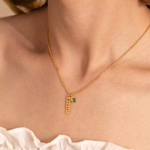 Personalized Family Name Necklace with Birthstones - Custom Vertical Children's Names - Christmas Item for Mom/Grandma