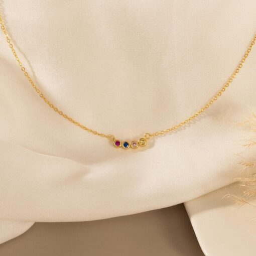 Personalized Gold Family Birthstone Necklace - Christmas, Birthday Item for Mom, Grandma, Bridesmaids - Image 2