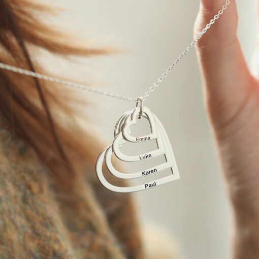 Personalized Heart Necklace - Engraved Family Names - Mother's Day Item for Mom - Custom Children's Names Jewelry - Image 3