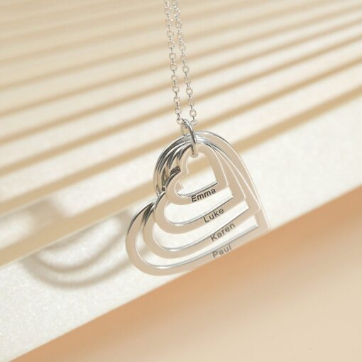 Personalized Heart Necklace - Engraved Family Names - Mother's Day Item for Mom - Custom Children's Names Jewelry - Image 5