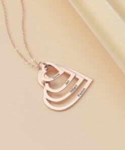 Personalized Heart Necklace - Engraved Family Names - Mother's Day Item for Mom - Custom Children's Names Jewelry