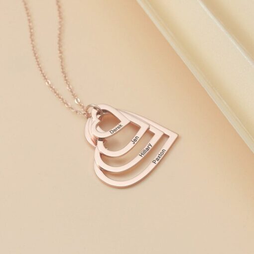 Personalized Heart Necklace - Engraved Family Names - Mother's Day Item for Mom - Custom Children's Names Jewelry