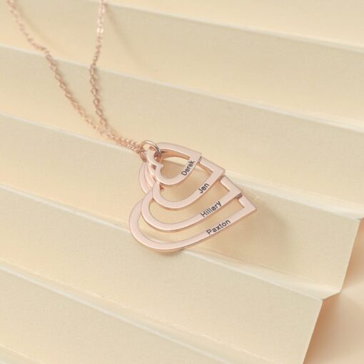 Personalized Heart Necklace - Engraved Family Names - Mother's Day Item for Mom - Custom Children's Names Jewelry - Image 2