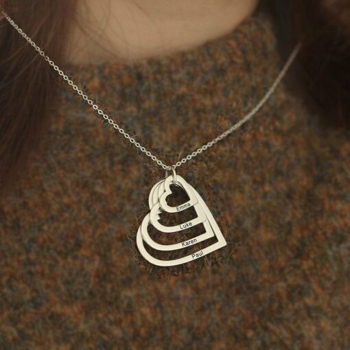 Personalized Heart Necklace - Engraved Family Names - Mother's Day Item for Mom - Custom Children's Names Jewelry - Image 4