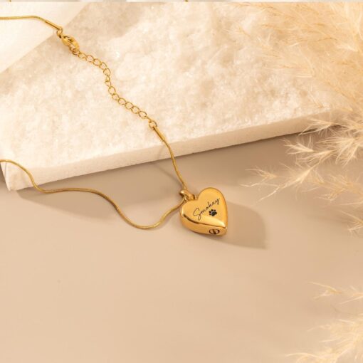 Personalized Heart Urn Necklace for Ashes - Custom Memorial Jewelry Keepsake - Handmade Christmas Item - Image 5