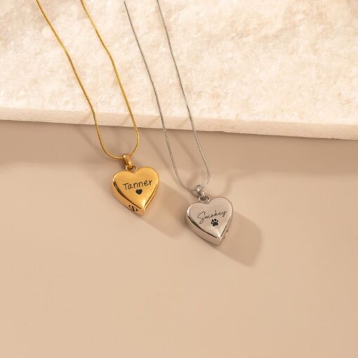 Personalized Heart Urn Necklace for Ashes - Custom Memorial Jewelry Keepsake - Handmade Christmas Item - Image 2