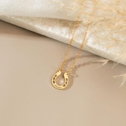Personalized Horseshoe Necklace - Engraved Initial Pendant - Lucky Charm Item for Girls & Women