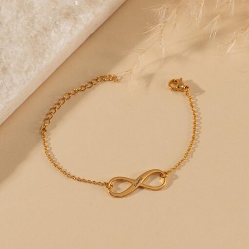 Personalized Infinity Name Bracelet - Engraved Date Silver Bracelet - Custom Christmas Item for Her - Image 5
